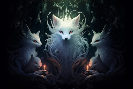 Luminescent spirit foxes - Generative AIの素材