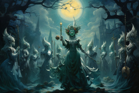 Hauntingly beautiful moonlit masquerades - Generative AIの素材