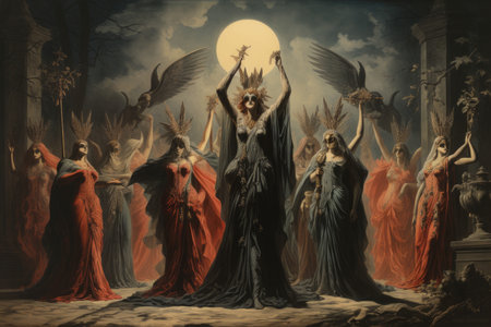 Hauntingly beautiful moonlit masquerades - Generative AIの素材
