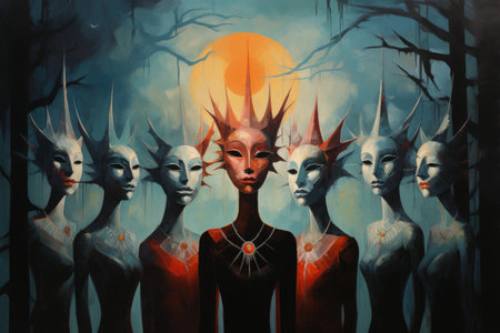 Hauntingly beautiful moonlit masquerades - Generative AIの素材