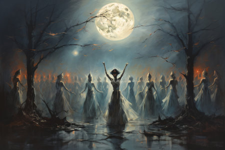 Hauntingly beautiful moonlit masquerades - Generative AIの素材
