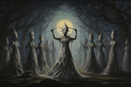 Hauntingly beautiful moonlit masquerades - Generative AIの素材