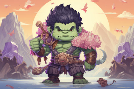Hulking half-orc warrior - Generative AIの素材
