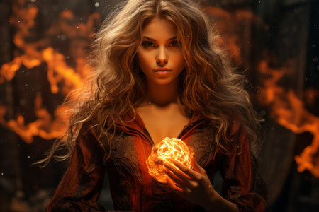 Fiery-tempered sorceress - Generative AIの素材