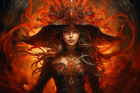 Fiery-tempered sorceress - Generative AIの素材