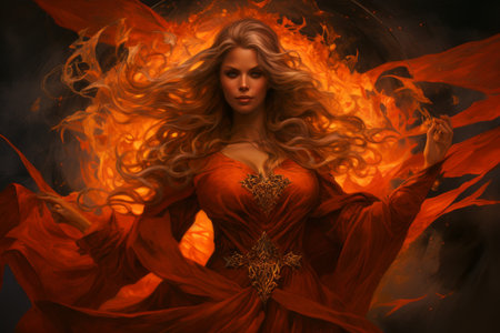Fiery-tempered sorceress - Generative AIの素材
