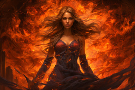 Fiery-tempered sorceress - Generative AIの素材