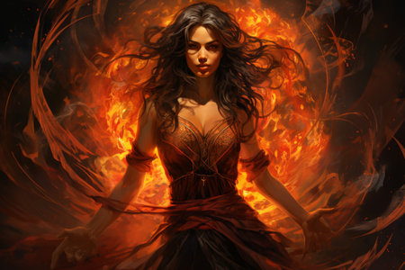 Fiery-tempered sorceress - Generative AIの素材