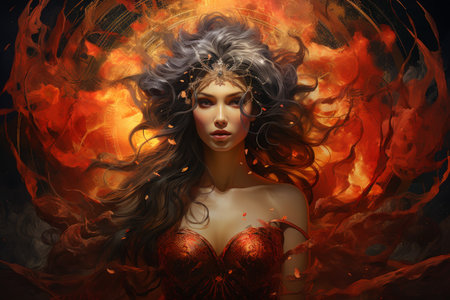 Fiery-tempered sorceress - Generative AIの素材