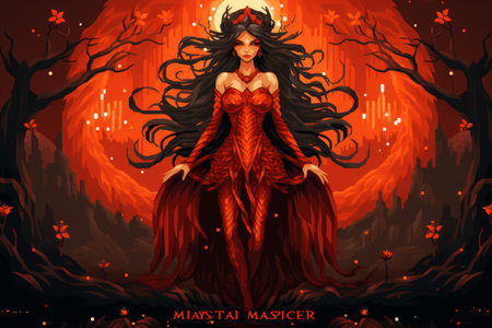 Fiery-tempered sorceress - Generative AIの素材