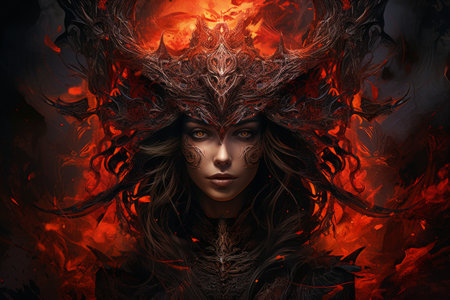 Fiery-tempered sorceress - Generative AIの素材