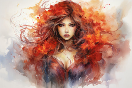 Fiery-tempered sorceress - Generative AIの素材