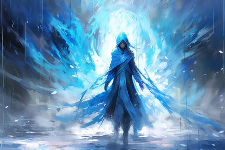 A frost mage, capable of freezing enemies in their tracks and summoning blizzards of icy destruction. - Generative AIの素材