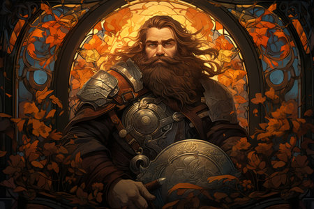 A battle-hardened dwarf warrior, renowned for skill with a warhammer and unyielding determination. - Generative AIの素材