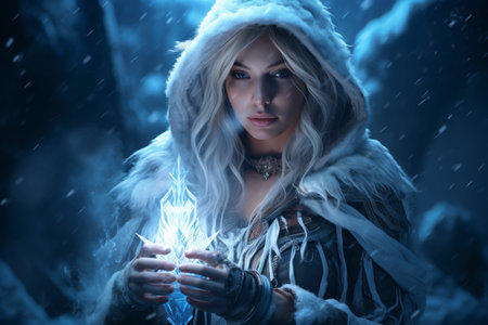 A frost mage, capable of freezing enemies in their tracks and summoning blizzards of icy destruction. - Generative AIの素材