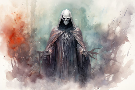 A brooding and mysterious warlock, bound to a powerful otherworldly patron and wielding eldritch powers. - Generative AIの素材