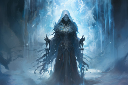 A frost mage, capable of freezing enemies in their tracks and summoning blizzards of icy destruction. - Generative AIの素材