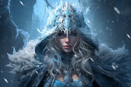A frost mage, capable of freezing enemies in their tracks and summoning blizzards of icy destruction. - Generative AIの素材