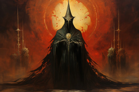 A brooding and mysterious warlock, bound to a powerful otherworldly patron and wielding eldritch powers. - Generative AIの素材