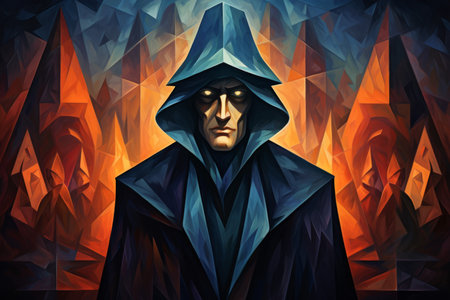 A brooding and mysterious warlock, bound to a powerful otherworldly patron and wielding eldritch powers. - Generative AIの素材