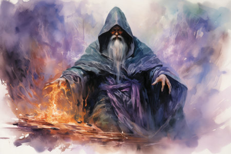 A brooding and mysterious warlock, bound to a powerful otherworldly patron and wielding eldritch powers. - Generative AIの素材