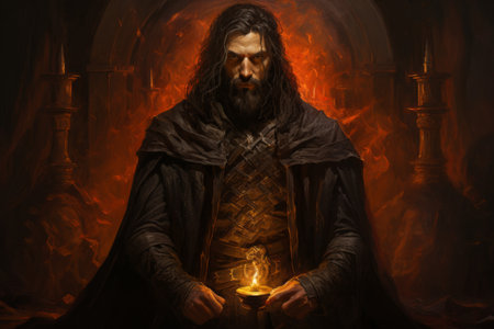 A brooding and mysterious warlock, bound to a powerful otherworldly patron and wielding eldritch powers. - Generative AIの素材