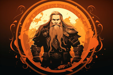 A battle-hardened dwarf warrior, renowned for skill with a warhammer and unyielding determination. - Generative AIの素材