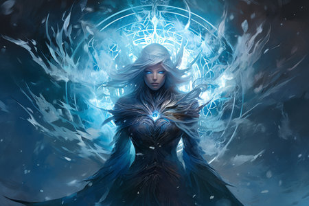 A frost mage, capable of freezing enemies in their tracks and summoning blizzards of icy destruction. - Generative AIの素材