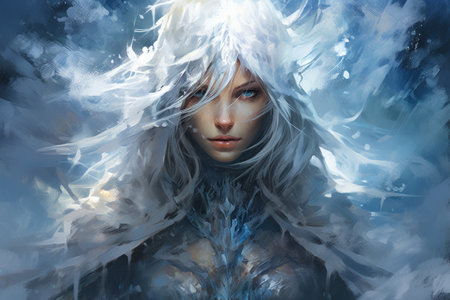 A frost mage, capable of freezing enemies in their tracks and summoning blizzards of icy destruction. - Generative AIの素材