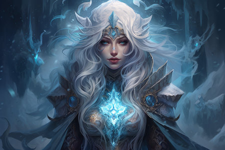 A frost mage, capable of freezing enemies in their tracks and summoning blizzards of icy destruction. - Generative AIの素材
