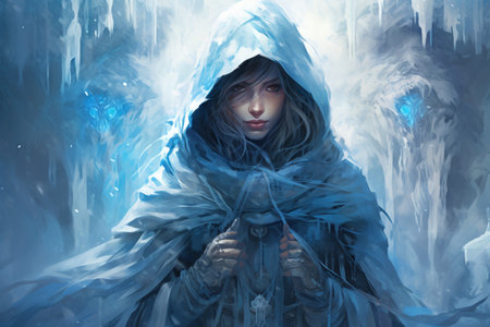 A frost mage, capable of freezing enemies in their tracks and summoning blizzards of icy destruction. - Generative AIの素材