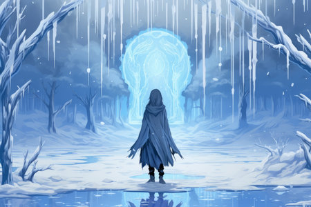 A frost mage, capable of freezing enemies in their tracks and summoning blizzards of icy destruction. - Generative AIの素材