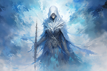 A frost mage, capable of freezing enemies in their tracks and summoning blizzards of icy destruction. - Generative AIの素材