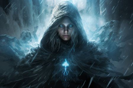 A frost mage, capable of freezing enemies in their tracks and summoning blizzards of icy destruction. - Generative AIの素材