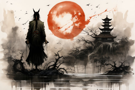 A brooding and mysterious warlock, bound to a powerful otherworldly patron and wielding eldritch powers. - Generative AIの素材
