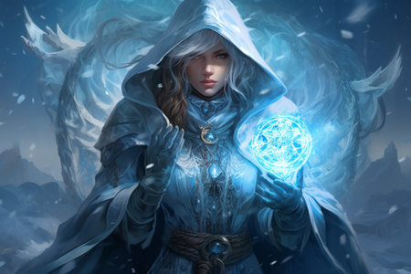 A frost mage, capable of freezing enemies in their tracks and summoning blizzards of icy destruction. - Generative AIの素材