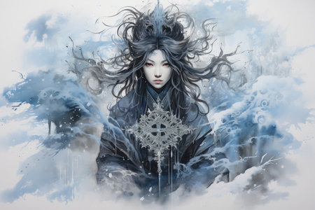 A frost mage, capable of freezing enemies in their tracks and summoning blizzards of icy destruction. - Generative AIの素材