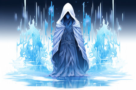 A frost mage, capable of freezing enemies in their tracks and summoning blizzards of icy destruction. - Generative AIの素材