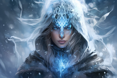 A frost mage, capable of freezing enemies in their tracks and summoning blizzards of icy destruction. - Generative AIの素材