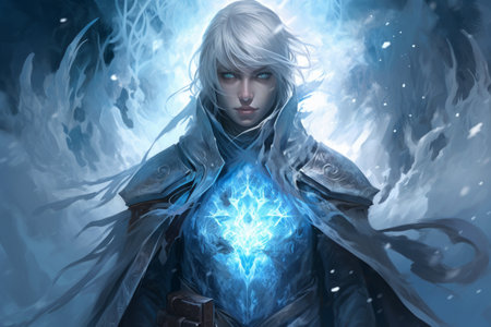 A frost mage, capable of freezing enemies in their tracks and summoning blizzards of icy destruction. - Generative AIの素材