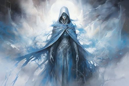 A frost mage, capable of freezing enemies in their tracks and summoning blizzards of icy destruction. - Generative AIの素材