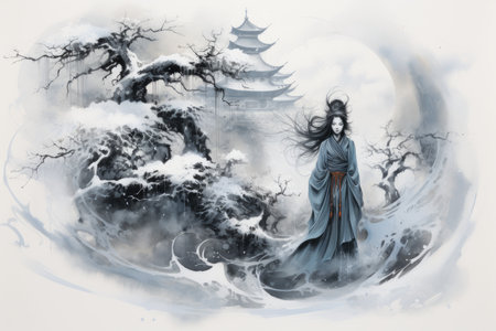 A frost mage, capable of freezing enemies in their tracks and summoning blizzards of icy destruction. - Generative AIの素材