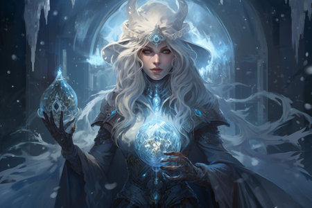 A frost mage, capable of freezing enemies in their tracks and summoning blizzards of icy destruction. - Generative AIの素材