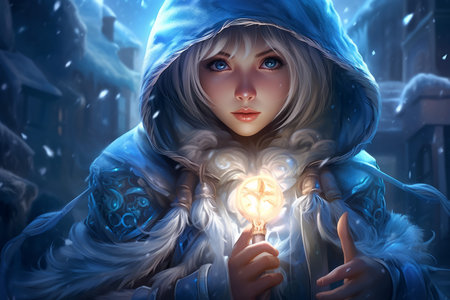 A frost mage, capable of freezing enemies in their tracks and summoning blizzards of icy destruction. - Generative AIの素材