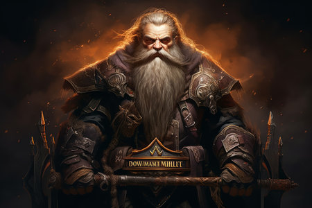 A battle-hardened dwarf warrior, renowned for skill with a warhammer and unyielding determination. - Generative AIの素材