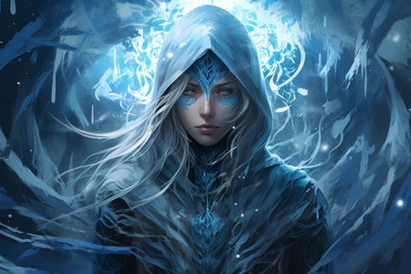 A frost mage, capable of freezing enemies in their tracks and summoning blizzards of icy destruction. - Generative AIの素材