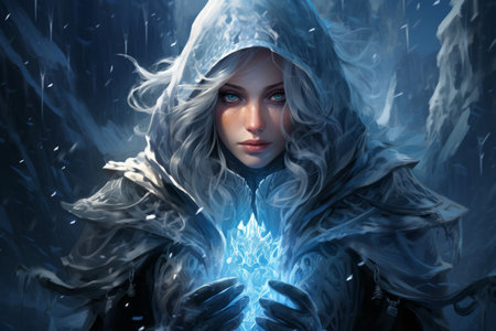 A frost mage, capable of freezing enemies in their tracks and summoning blizzards of icy destruction. - Generative AIの素材