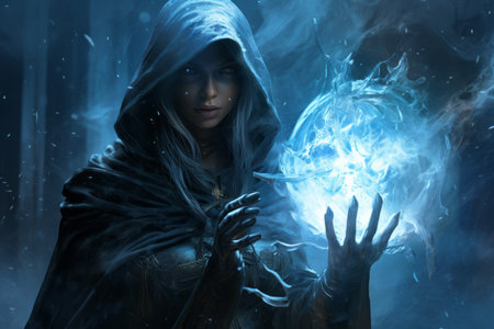 A frost mage, capable of freezing enemies in their tracks and summoning blizzards of icy destruction. - Generative AIの素材