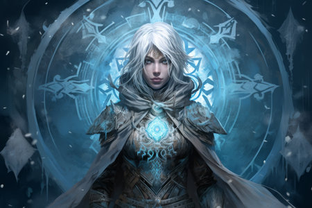 A frost mage, capable of freezing enemies in their tracks and summoning blizzards of icy destruction. - Generative AIの素材