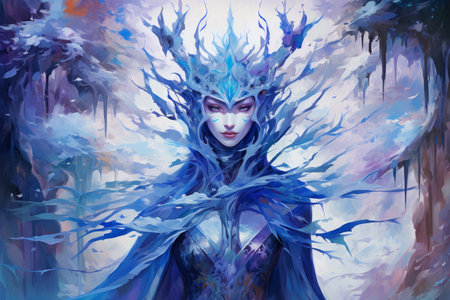 A frost mage, capable of freezing enemies in their tracks and summoning blizzards of icy destruction. - Generative AIの素材